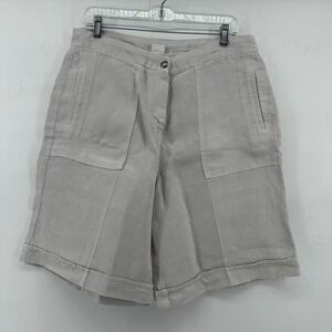 POETRY Women's Beige Linen Blend Bermuda Shorts Size 14